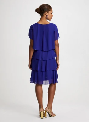 Tiered Flutter Sleeve Dress