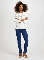 Pearl & Glitter Stripe Sweater With Straight Leg Jeans