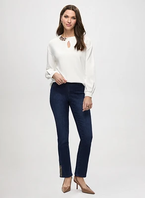 Chain Trim Top & Pull-On Jeans