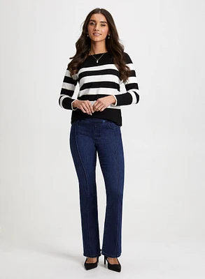 Striped Sweater & Bootcut Jeans