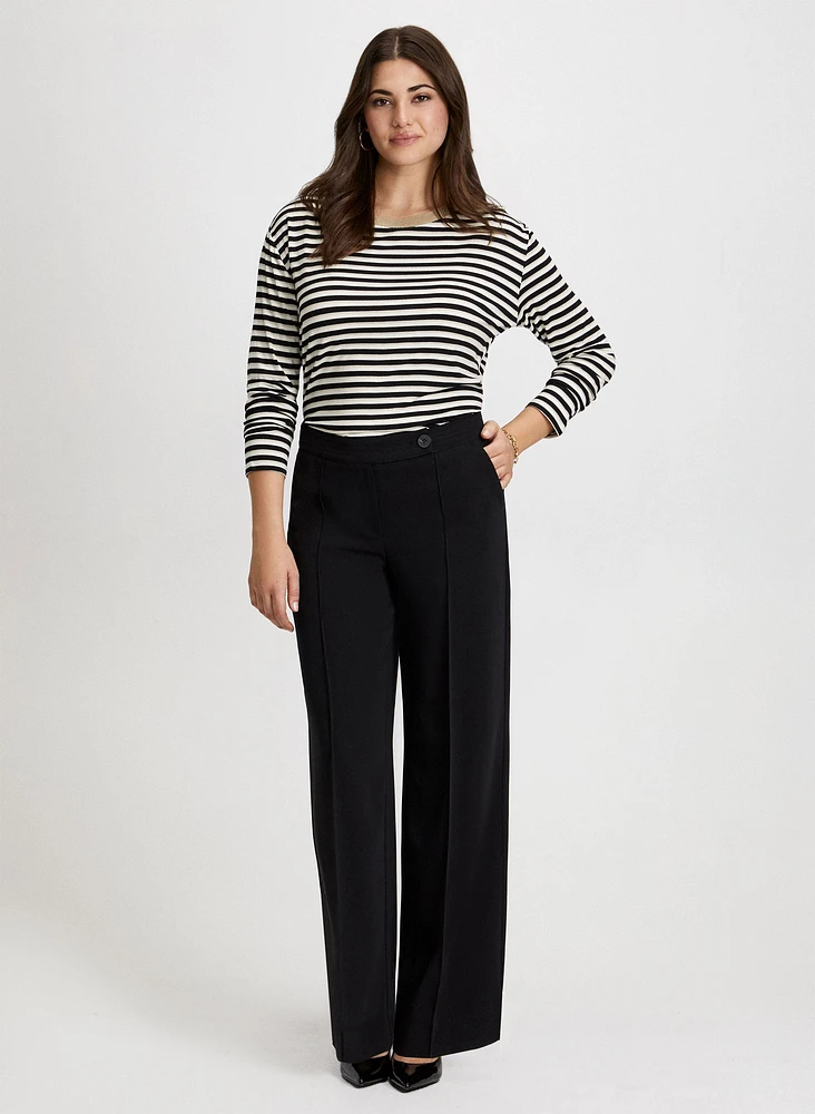 Stripe Print Top & Wide Leg Pants