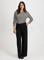 Stripe Print Top & Wide Leg Pants