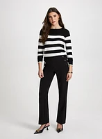 Boat Neck Striped Sweater & Straight Leg Pants