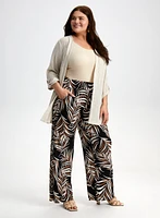 Leaf Print Wide Leg Pants