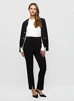 Button Front Jacket & Slit Hem Pants