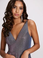 V-Neck Glitter Detail Gown