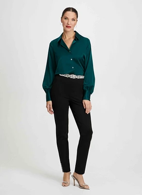 Blouse satinée et pantalon à enfiler