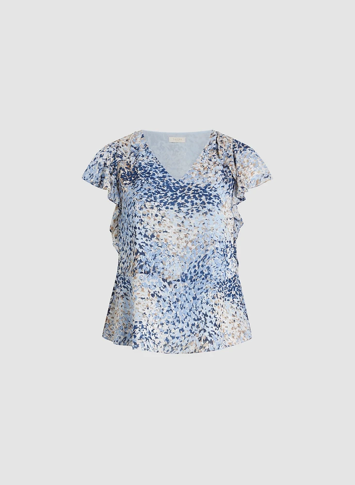 Blouse imprimée à volants