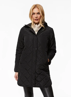 Manteau mi-long matelassé à capuche