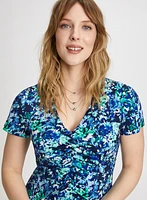 Robe fleurie à détails froncés