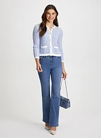 Bouclé Cardigan & Bootcut Jeans