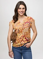 Heathered Paisley Print T-Shirt