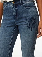 Floral Embroidery Slim Leg Jeans