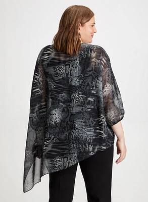 Asymmetric Snake Print Top