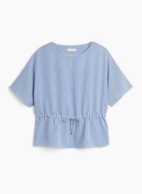 Stripe Print Short Sleeve Blouse