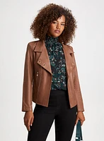 Eyelet Detail Faux Suede Jacket