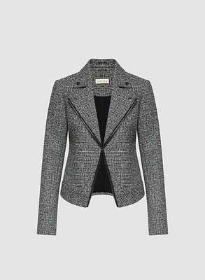 Veste à col cranté en tweed bouclé