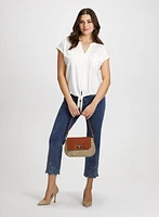 Flap Pocket Detail Top & Embroidered Hem Jeans