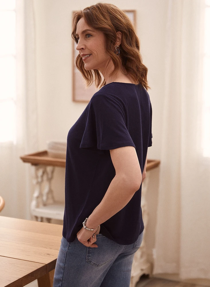 T-shirt à manches courtes évasées