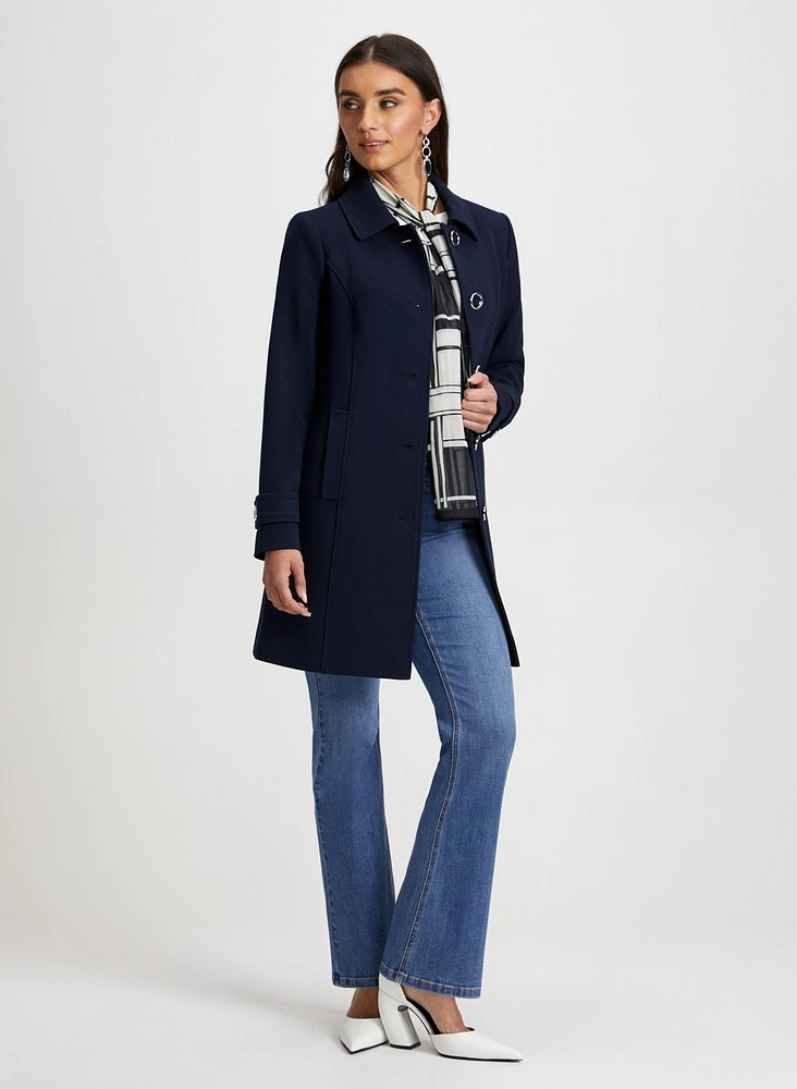 Button Front Tricotine Coat