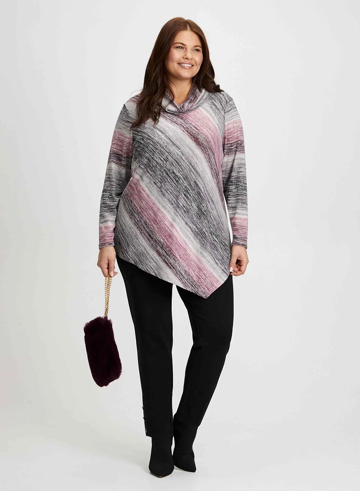 Stripe Print Asymmetrical Top