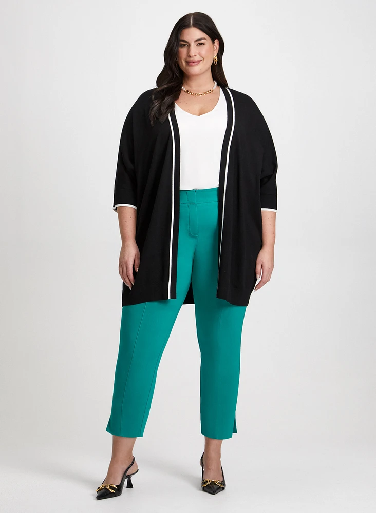 Contrast Cardigan & Ankle Pants