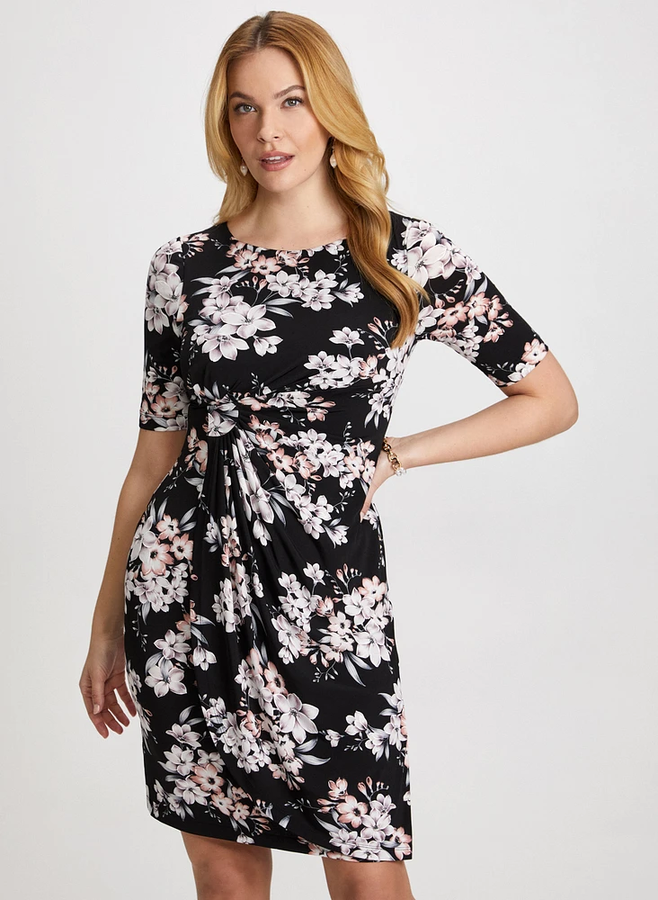 Floral Pleated Waist Dress