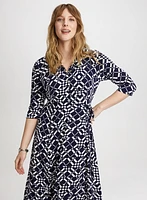 Geometric Print Shirt Dress