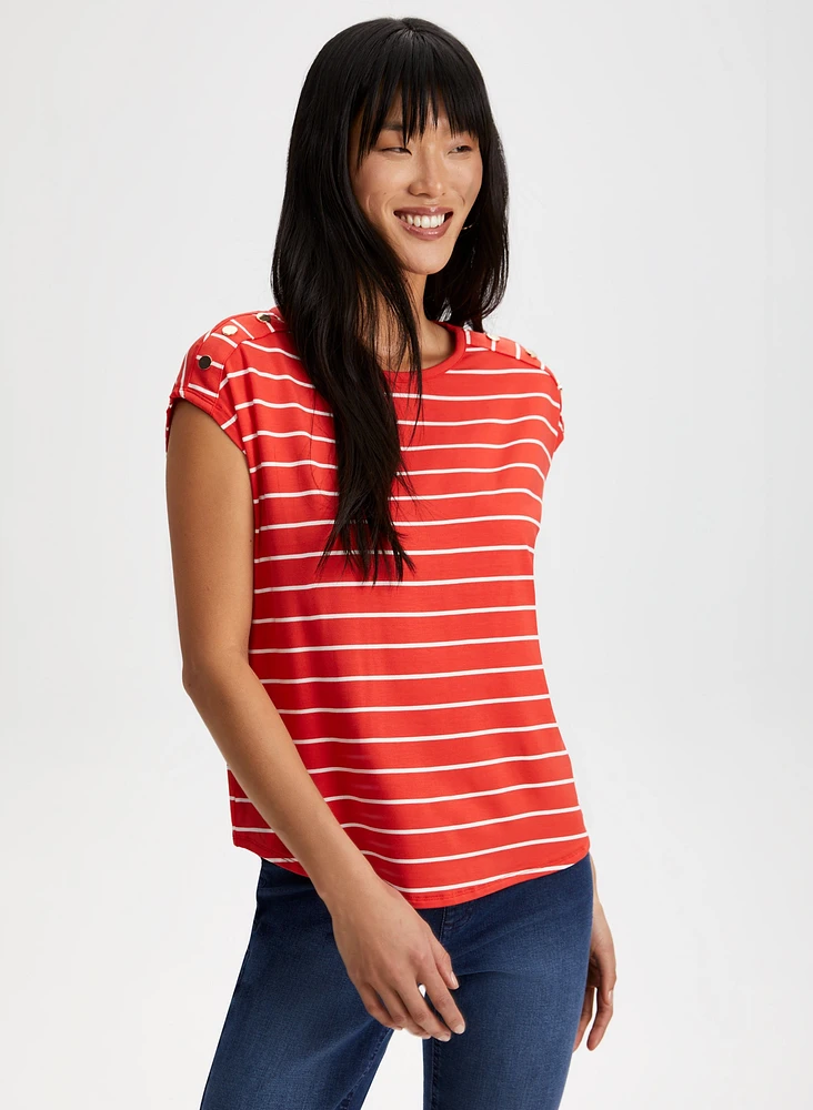 Stripe Print Two-Tone Top