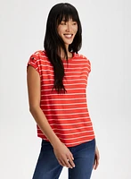 Stripe Print Two-Tone Top
