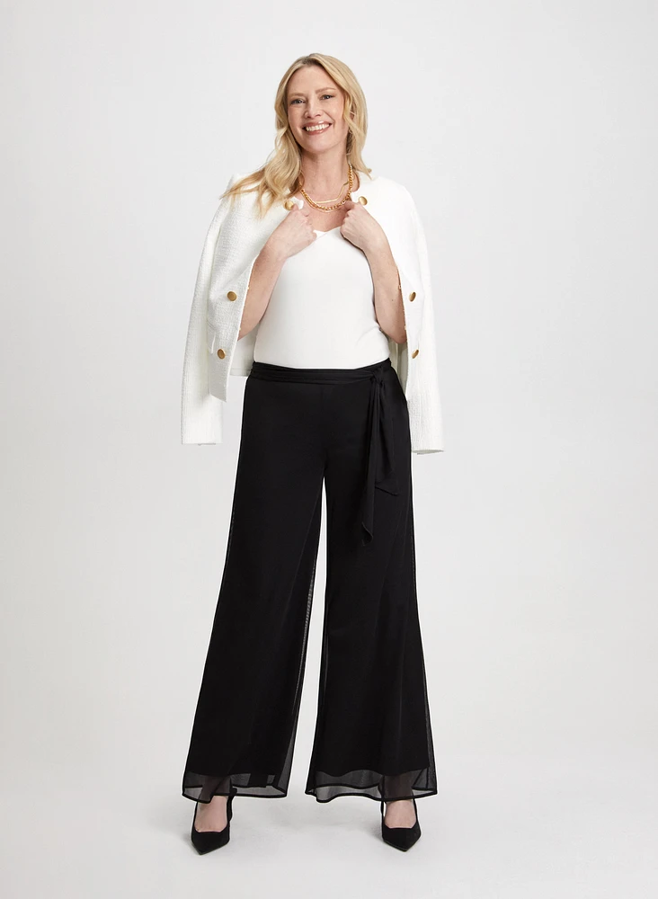 Short Jacket & Olivia Mesh Wide-Leg Pants