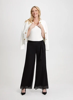 Short Jacket & Olivia Mesh Wide-Leg Pants