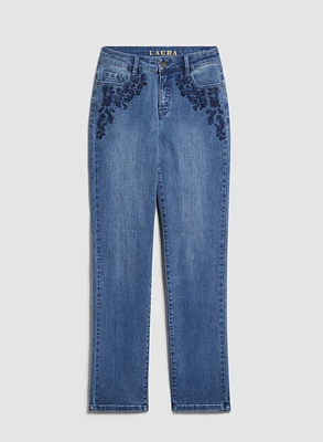 Embroidered Straight Leg Jeans