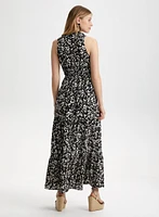 Robe maxi sans manches à col montant