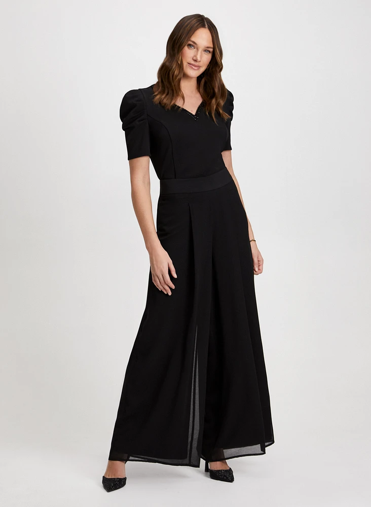 Puff Sleeve Top & Wide Leg Pants