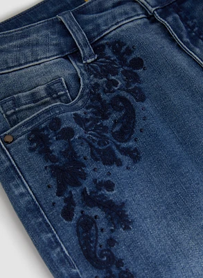 Embroidered Straight Leg Jeans