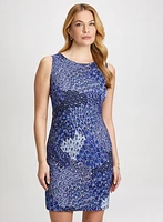 Sleeveless Feather Print Dress