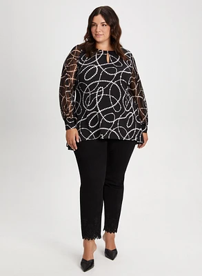 Puff Sleeve Dot Print Tunic