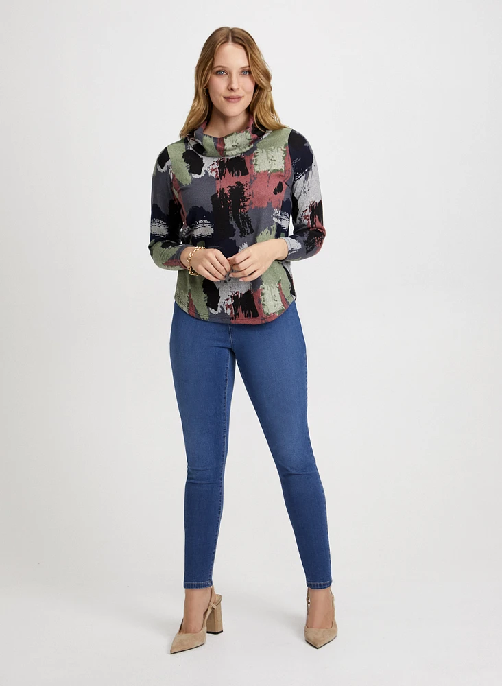 Camouflage Print Top & Pull-On Jeans