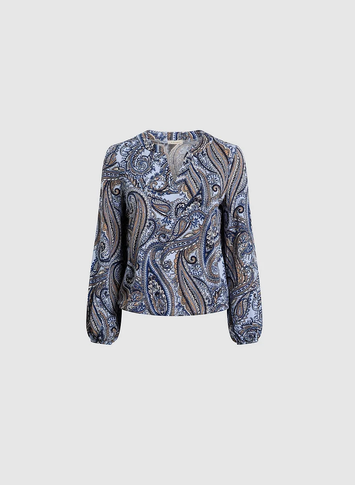Haut col fendu avec motif cachemire