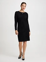 Metallic Jacquard Motif Knit Dress