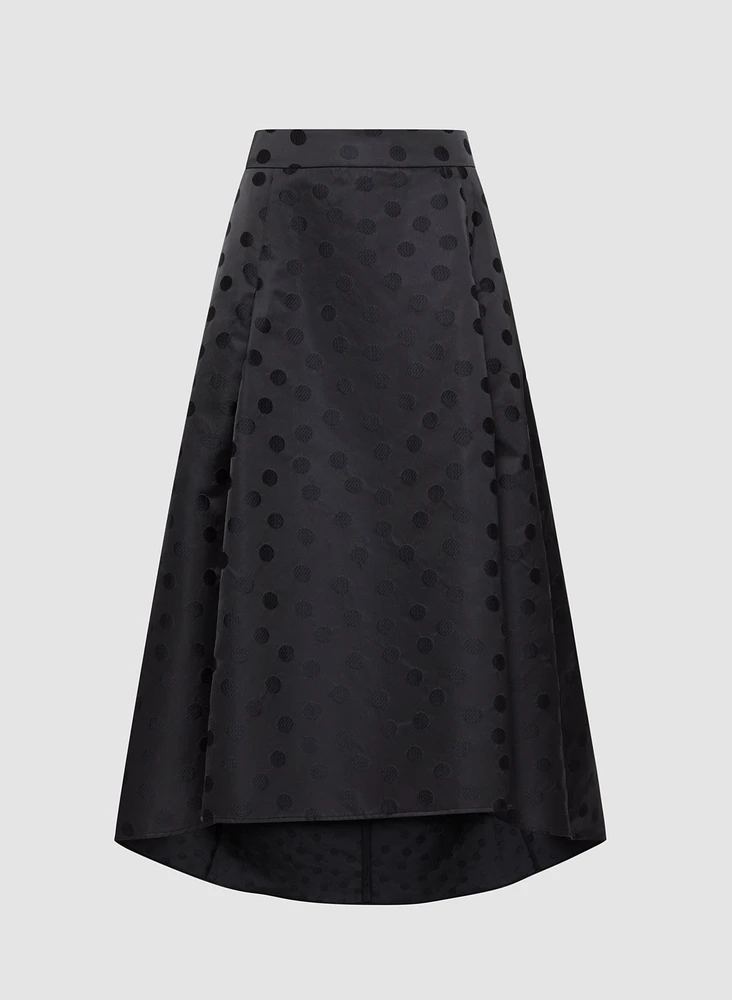 Polka Dot Motif Jacquard Skirt