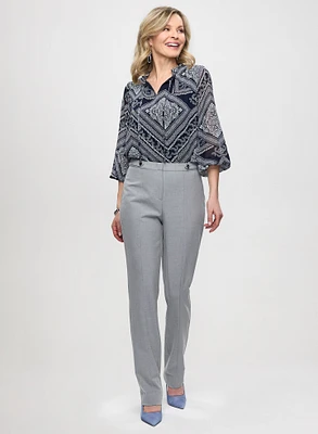 Bandana Print Blouse & Bi-Stretch Pants