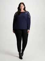 Leaf Appliqué Sweater & Slim Leg Jeans