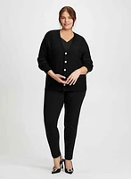 Jewel Button Cardigan & Slim Leg Pants