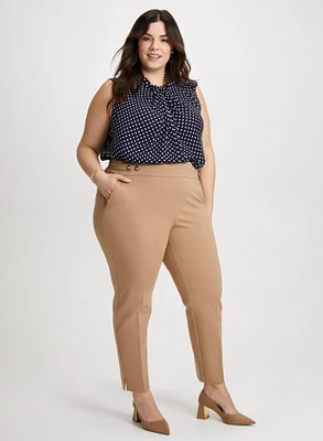 Blouse sans manches à pois et pantalon détail bouton