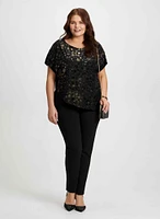 Metallic Motif Top & Lace Trim Pants