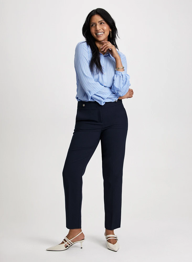 Tiered Sleeve Shirt & Slim-Leg Ankle Pants