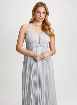 Long Knit Dress With Pleats