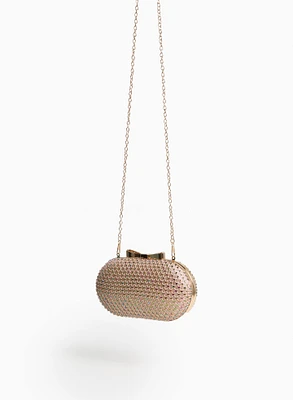 Beaded Mesh Oval Clutch